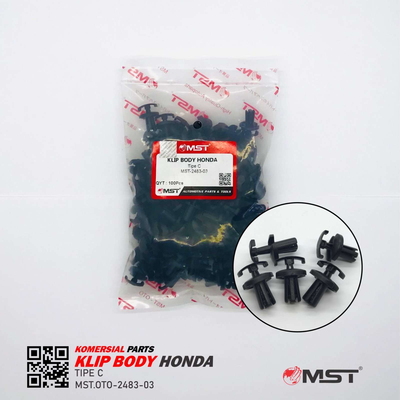 KLIP BODY HONDA TIPE C (7MM) || 1 PAK ISI 100PC
