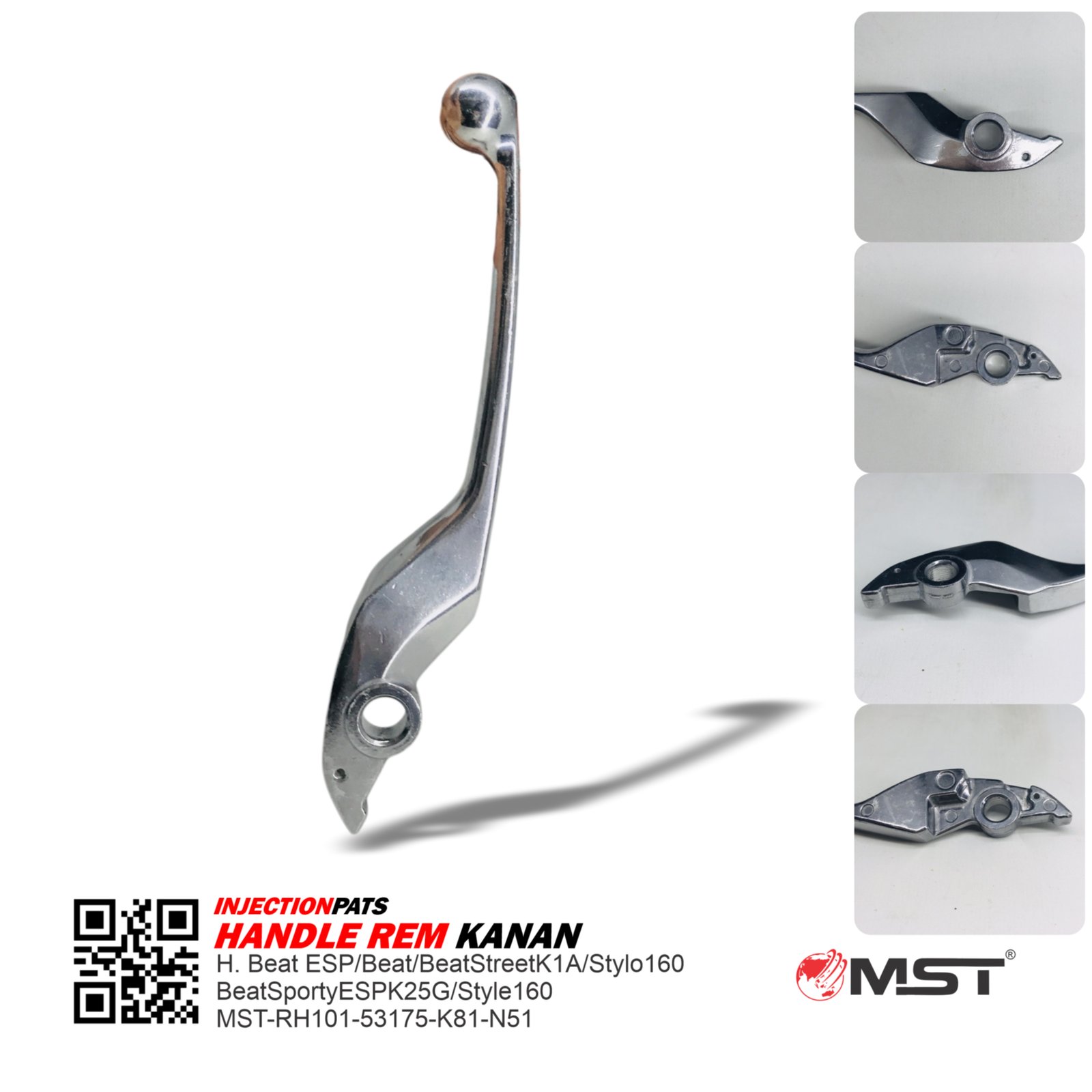 HANDLE REM KANAN (SILVER) - H. BEAT ESP / BEAT / BEAT STREET K1A / STYLO 160 / BEAT SPORTY ESP K25G / STYLE 160