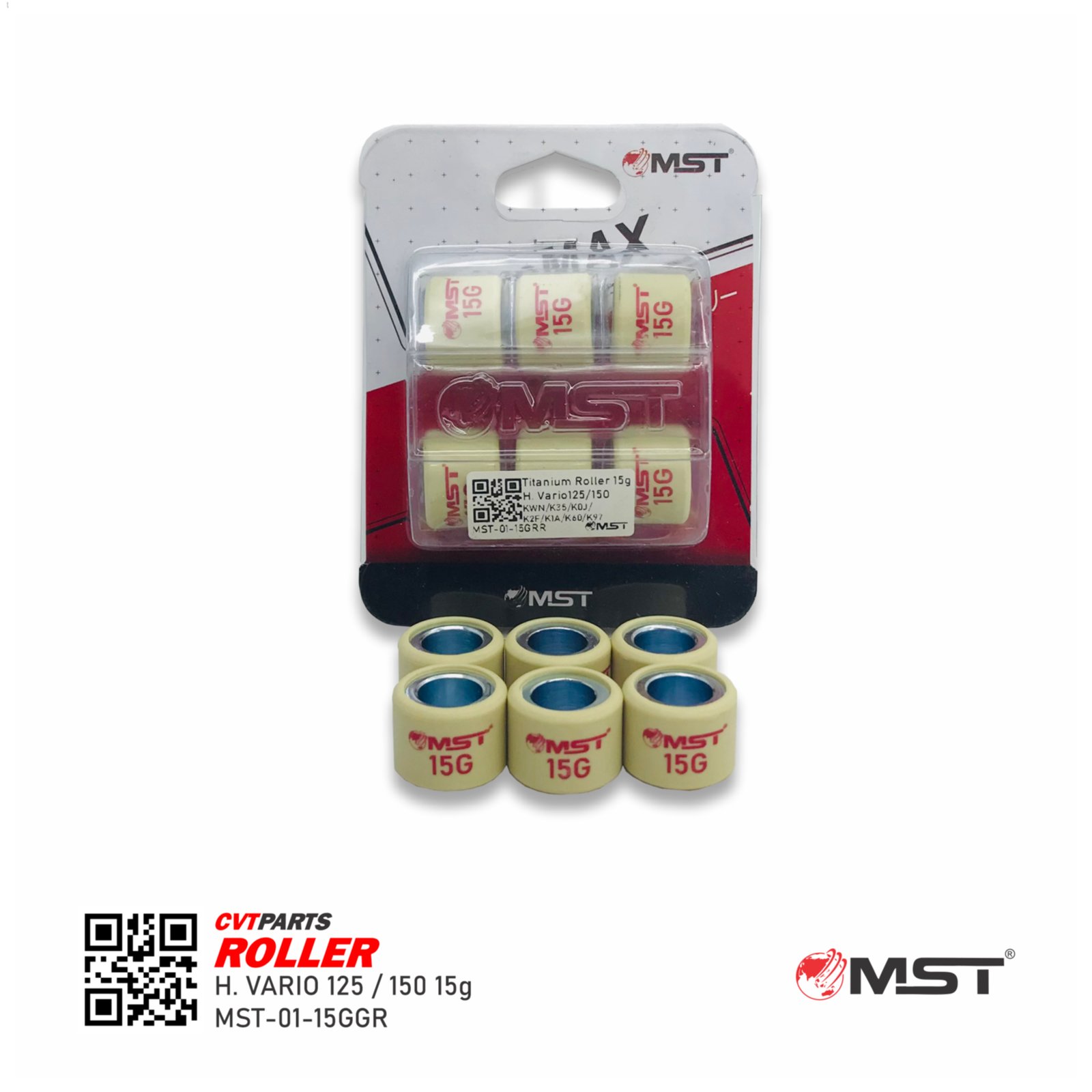 ROLLER SET HONDA VARIO 125/150 (KWN/K35/K0J/K2F/K1A/K60/K97)  15GR