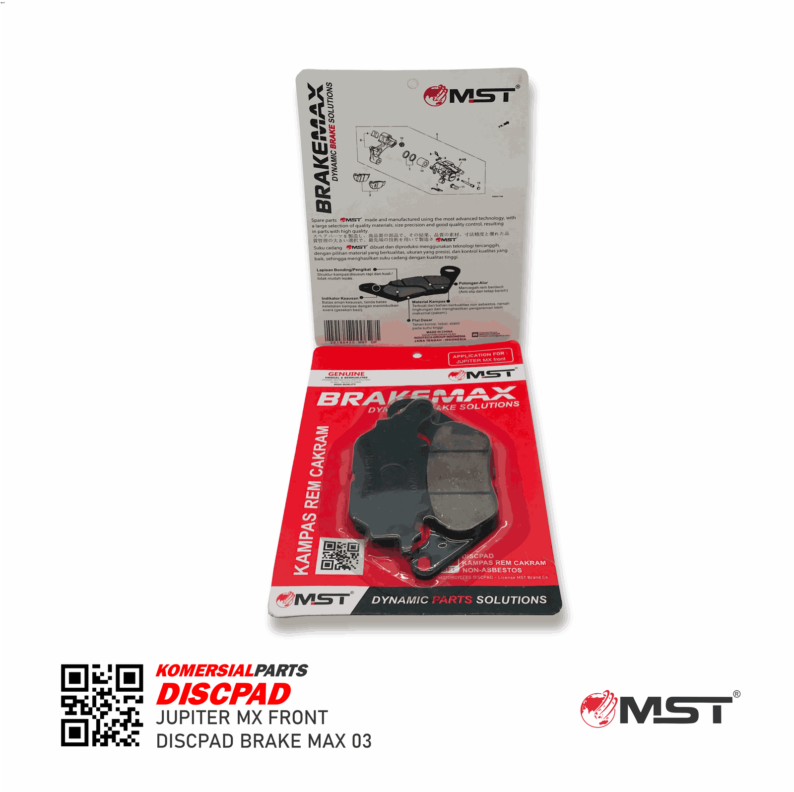 DISKPAD DEPAN  JUPITER MX ( FRONT) / MIO-J/ FINO/NMAX BLKG  PACKING PRESS